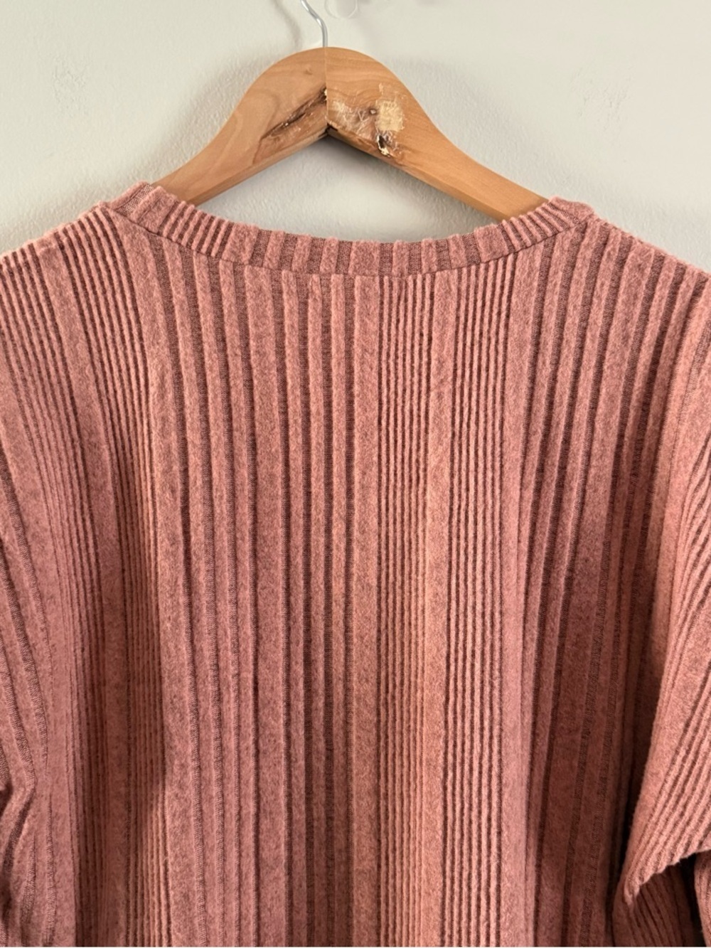 Ribbed Long Sleeve V-Neck Dress in Dusty Rose - Picture 10 of 11
